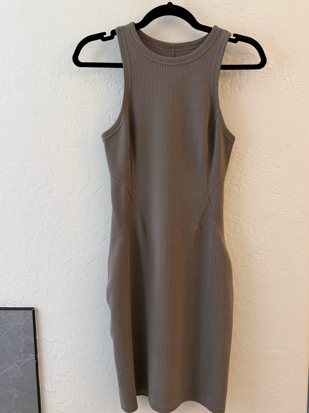 lululemon athletica sleeveless ribbed midi dress in taupe-gray